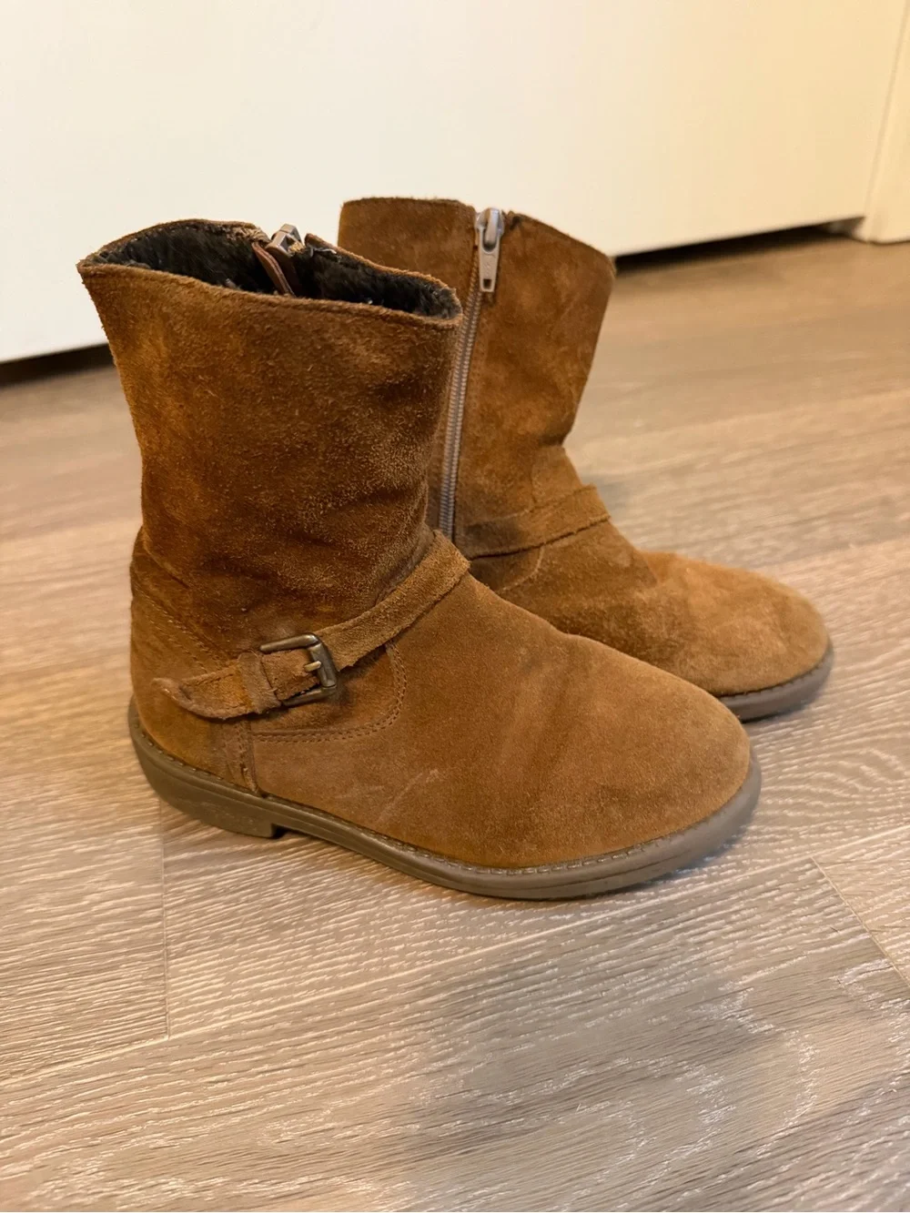 GAP Kids Suede Chestnut Ankle Boots with Buckle Detail